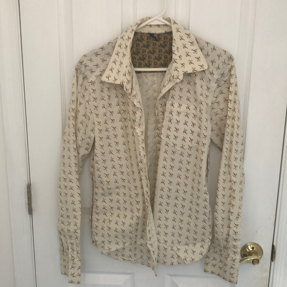 Vintage h&m NERD button down. 80s computer nerd floppy disk and glasses